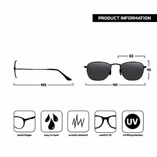 Opulize SKY Sunglasess Rectangular Mens Womens Spring Hinges UV400 S95